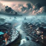 Ilustrasi kota di bawah langit mendung sesuai prakiraan cuaca Samarinda