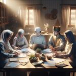 Ilustrasi keluarga menerapkan tips keuangan setelah Lebaran dengan mencatat anggaran