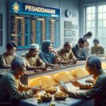 nasabah memantau harga emas Pegadaian di kantor Pegadaian