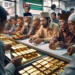Ilustrasi masyarakat memantau harga emas hari ini di Pegadaian