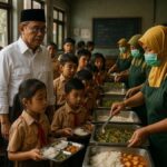 Ilustrasi program makan bergizi gratis dengan konteks anggaran MBG di sekolah Indonesia