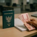 Ilustrasi paspor Indonesia dan dokumen terkait biaya lepas status WNI