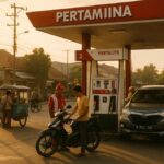 Suasana SPBU Indonesia yang menggambarkan kebijakan harga BBM subsidi