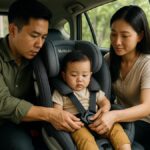kursi mobil anak MalibuAir terpasang di kabin mobil keluarga